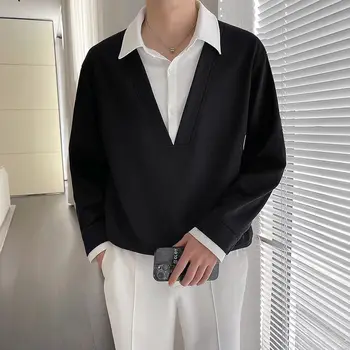 Maglione a Collo Alto da Uomo, Primaverile e Autunnale, Casual, con Doppio Strato Inferiore