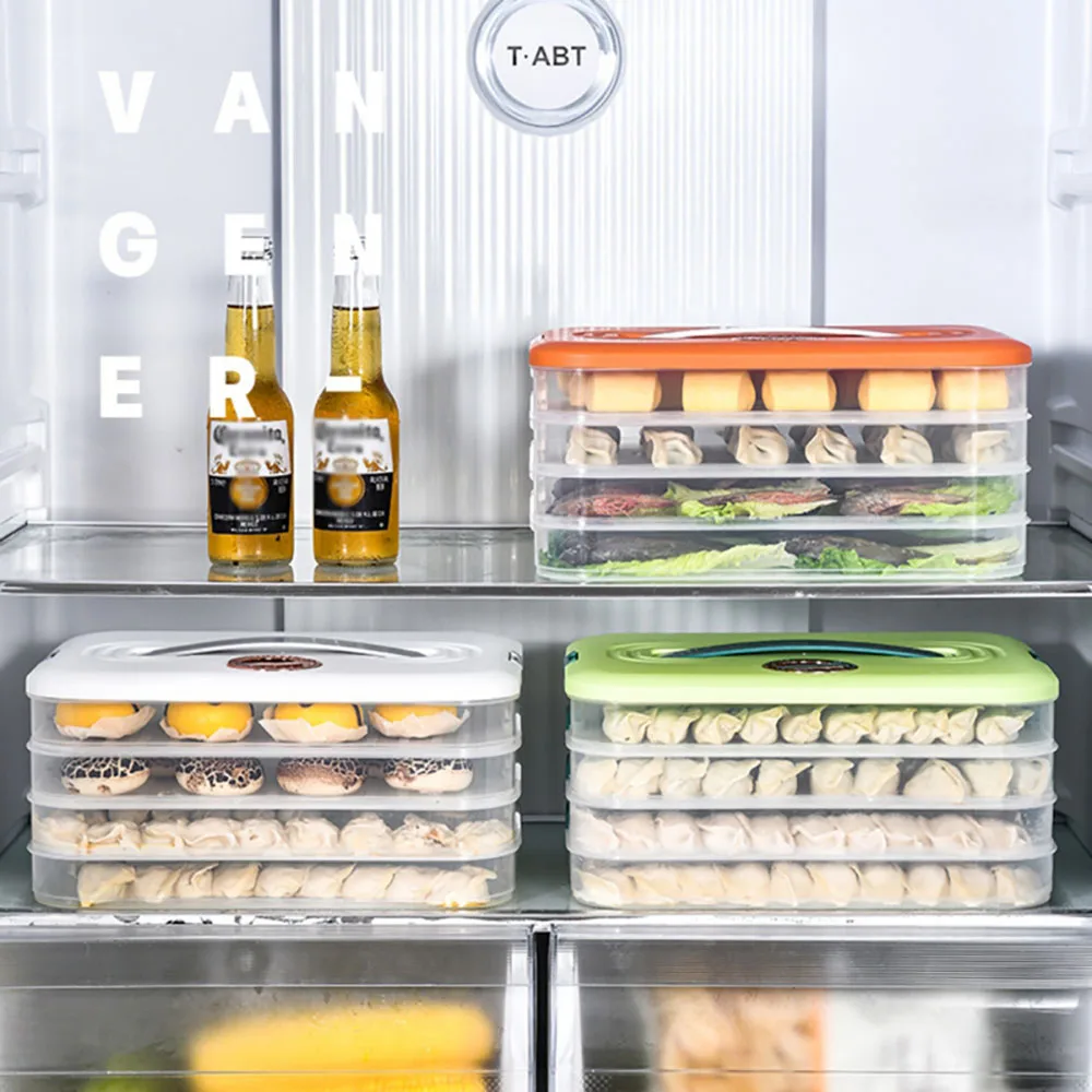 

Stackable Dumpling Food Containers Storage Organizer Dumpling Box Bins Holder with Lids for Refrigerator Reusable