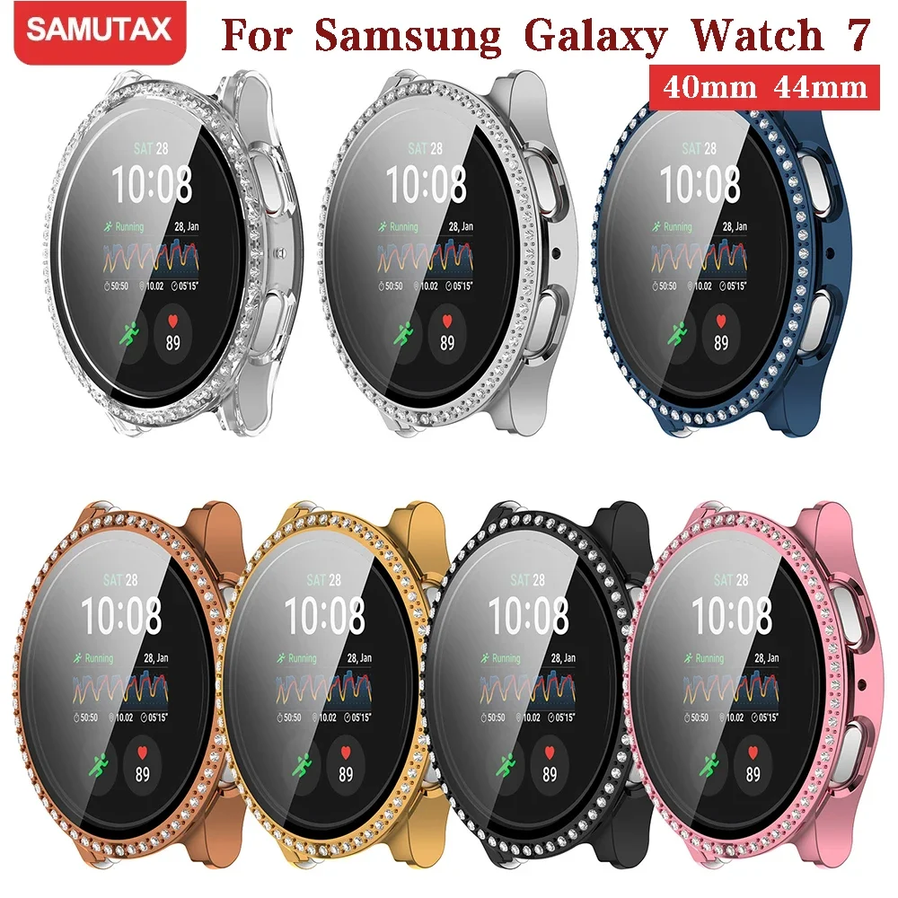 Diamond-Infused Tempered Glass Protective Watch Case with Screen Protector