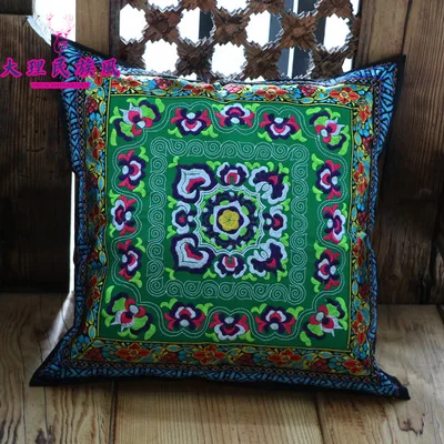 

Embroidered Miao Embroidery Cushion Cover Handmade Embroidery Throw Pillow Cover Car Headrest Pillow Cover Vintage Style Seat Cu