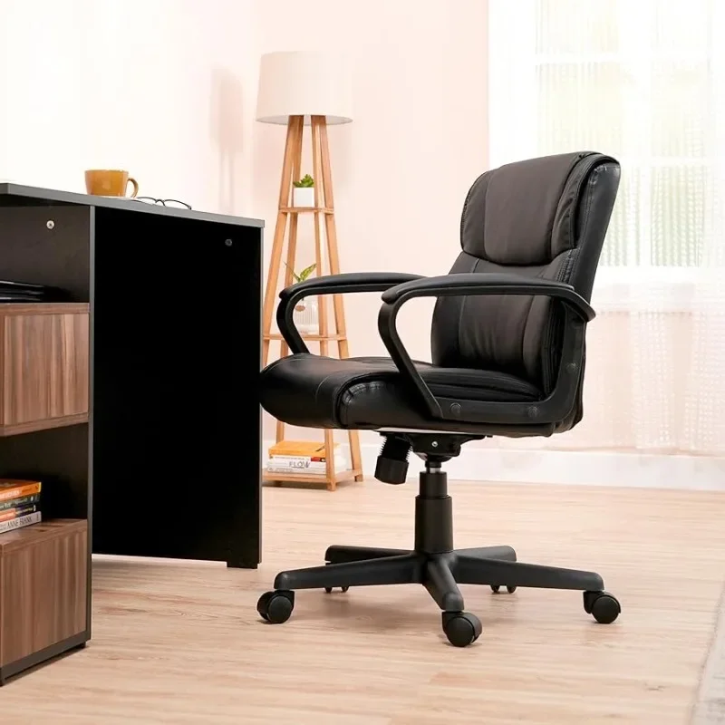 Basics Padded Office Desk Chair with Armrests, Adjustable Height/Tilt, 360-Degree Swivel, 275 Pound Capacity вертлюг рым рым 6 мм 02906 swivel