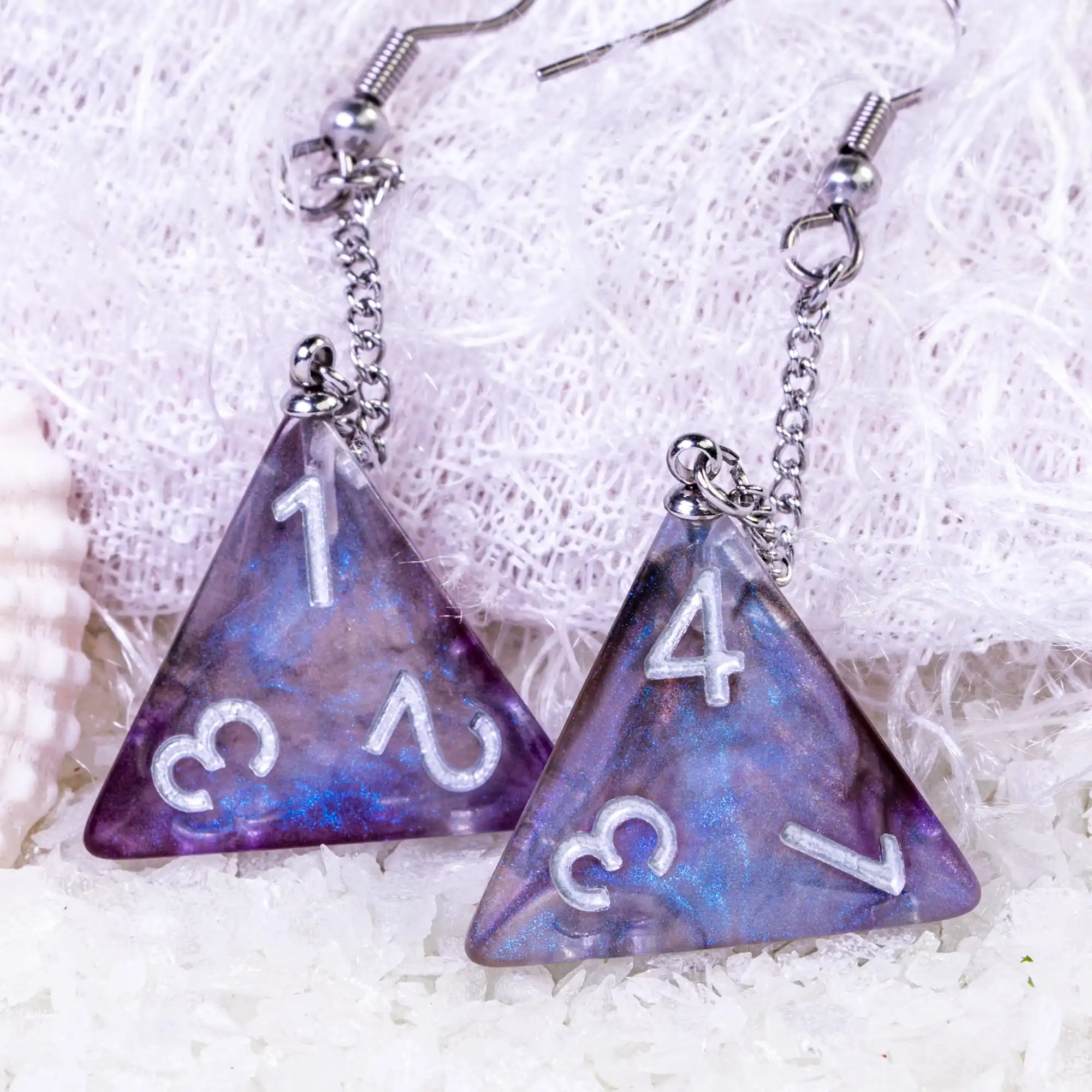 Women Dice Earrings Resin Nebula D4 D6 D8 D10 D20 Drop