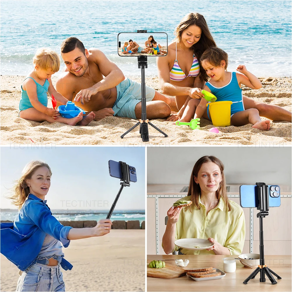 Treppiede per selfie portatile pieghevole universale con telecomando wireless rimovibile Mini supporto per telefono multifunzione - immagine 4