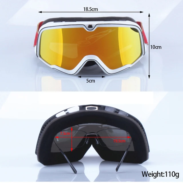 Lunette moto de sports de plein air, lunettes de soleil d'équitation de motocross rétro