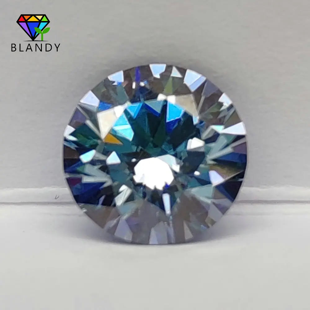 Multicolor Round Cut Moissanite Gemstone with GRA Certification