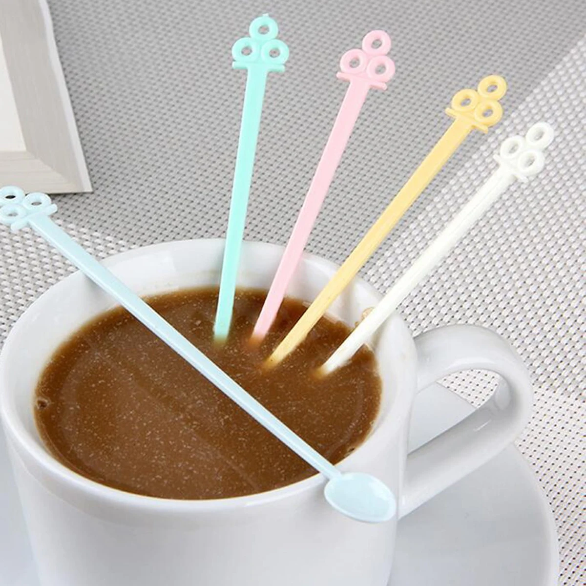 30pcs-candy colored plastic mini coffee spoon play mixing spoon sauce simulation jelly drop glue tool color mixing