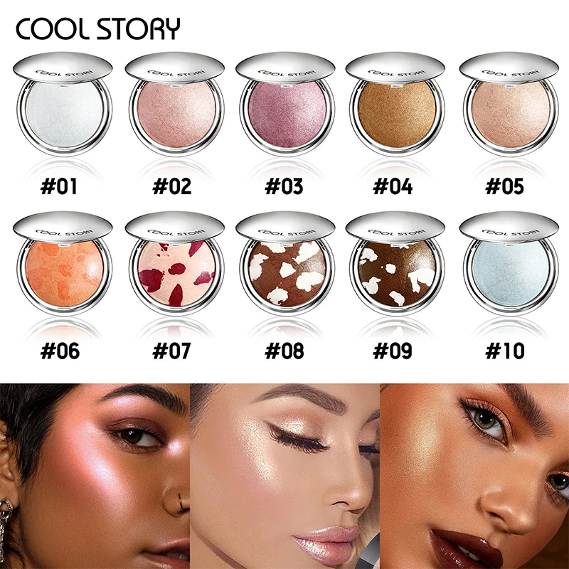 Pearlescent Highlight Palette Bronze Shimmer Glitter Face Makeup_voghion.com