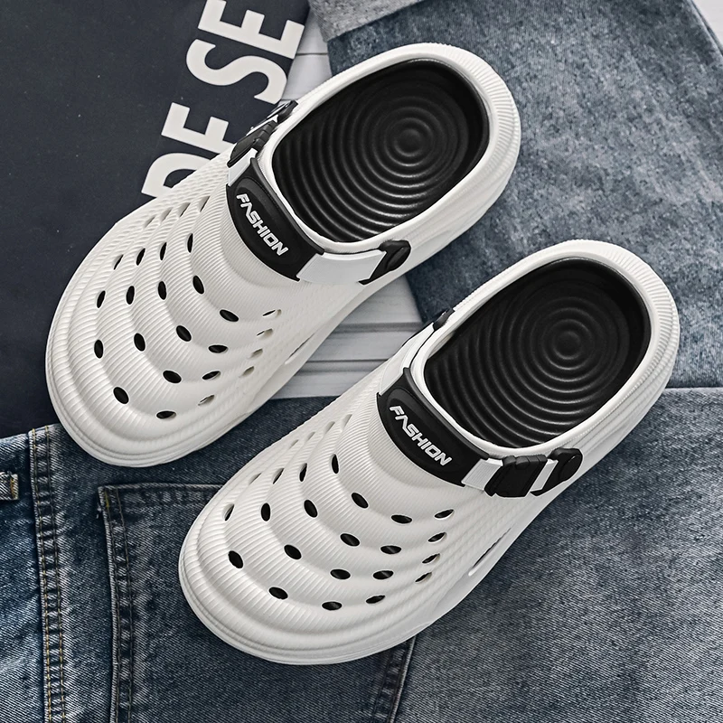 soft slippers,summer slippers,closed toe sandals Slippers for Men Driving Summer Dual-Purpose Operating Room Baotou Clogs Soft Sole Outer Wear Home Casual Coconut Sandals