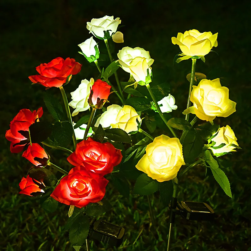 3-7 Heads Solar Lights Outdoor Decorative Solar Dandelion Garden Lights Rose Flower Lawn Lamp for Yard Patio Garden Decor solar lights garden light
