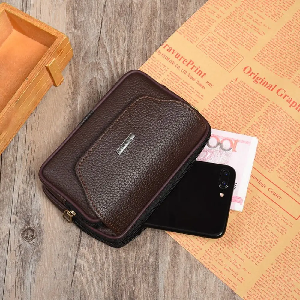Casual PU Leather Men Waist Bag Travel Sport Phone Pouch Waterproof Comfortable Bum Belt Pack
