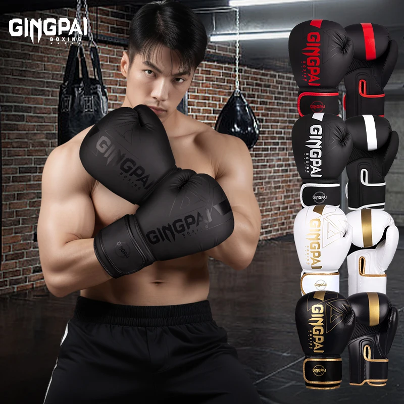 Boxing Gloves 8 12 14oz PU Leather Muay Thai Sanda Free Fight MMA Kick Boxing Training Men Women Kids