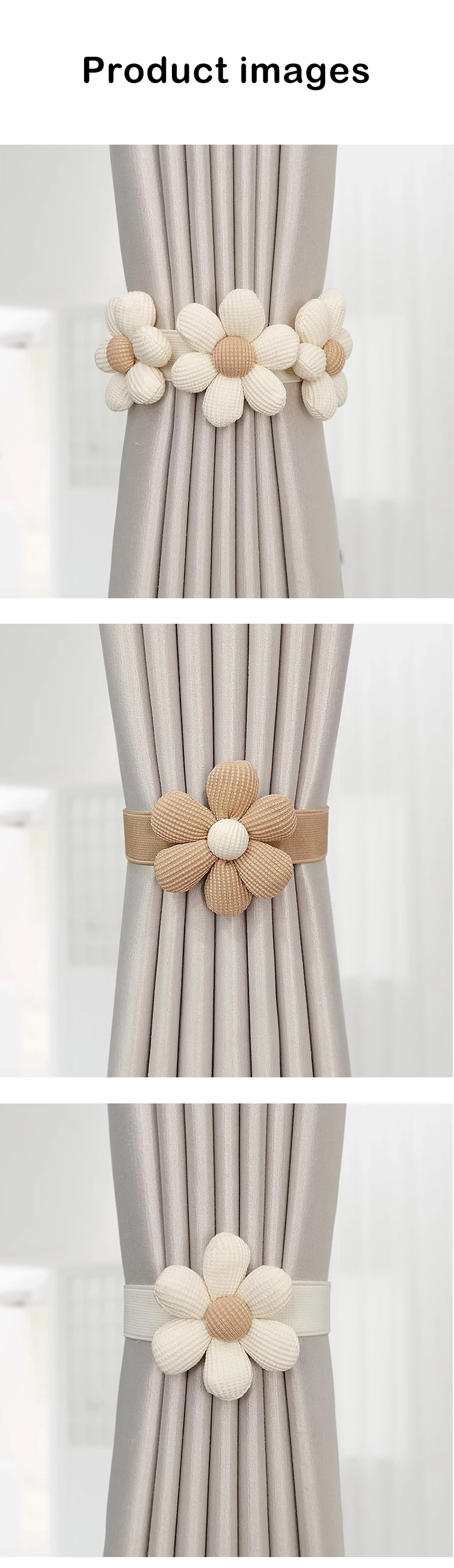 Description Picture 4 of item1 Piece Set Cartoon Flower Curtain Ties Kids Room Curtain Straps Decorative Buckle Clip Curtain Accessories Home Decoration