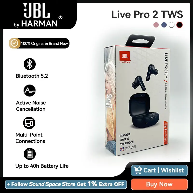 JBL Live Pro 2 TWS Official ANC Bluetooth 5.2 Earphone