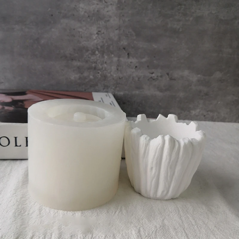 Leaves Barrels Flower Pot Silicone Mold Epoxy Resin Casting Succulent Pot Mold