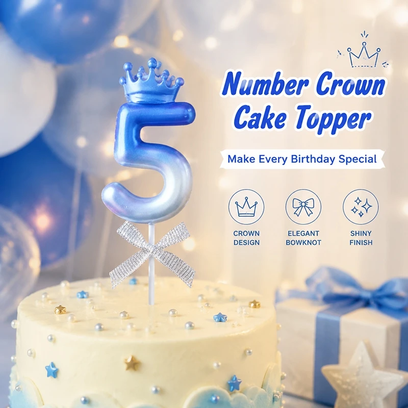 Festive Snowflake Digital Number Candles Cake Topper