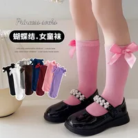 Baby Cotton Socks Korean Bow Pink Princess Calf Sweet Lolita Sock Children Straight Cute Candy Colore Hosiery Little Girl Socks 1
