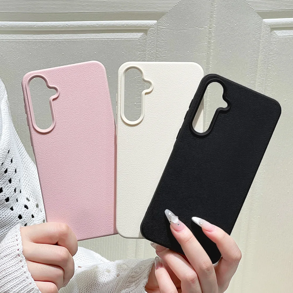 Matte Solid Color Leather Shockproof Phone Case - Soft Protective Cover