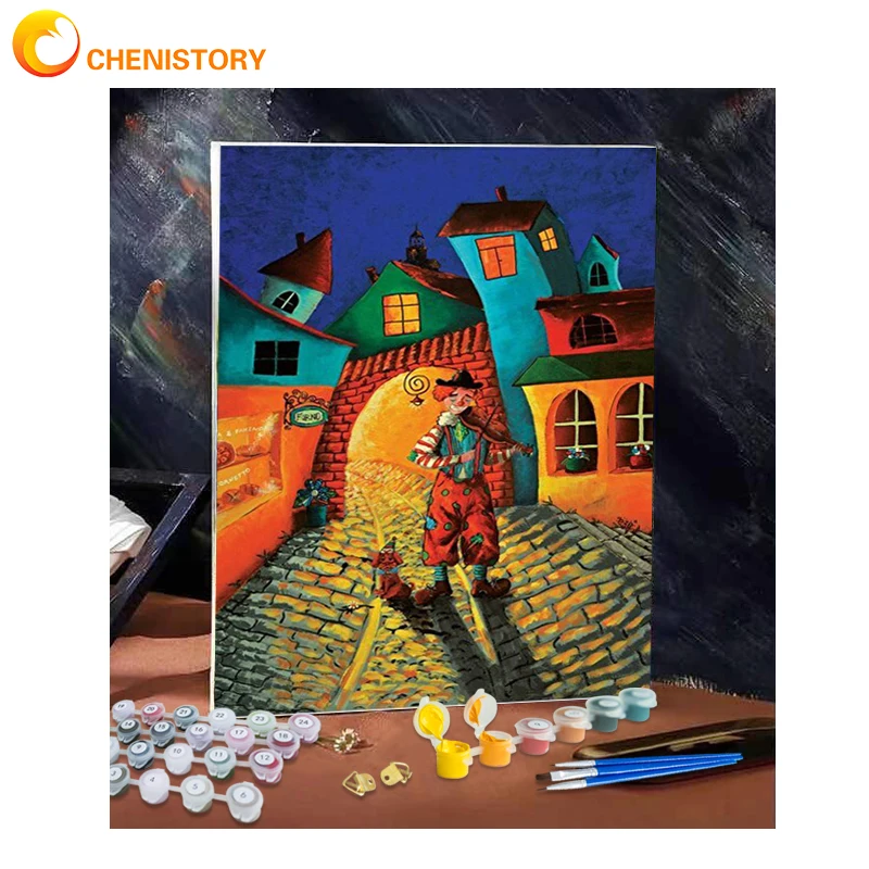 

CHENISTORY DIY Painting By Numbers Fairy Tale House Landscape For Wall Art Home Decoration Unframe Paint By Numbers Handpaint