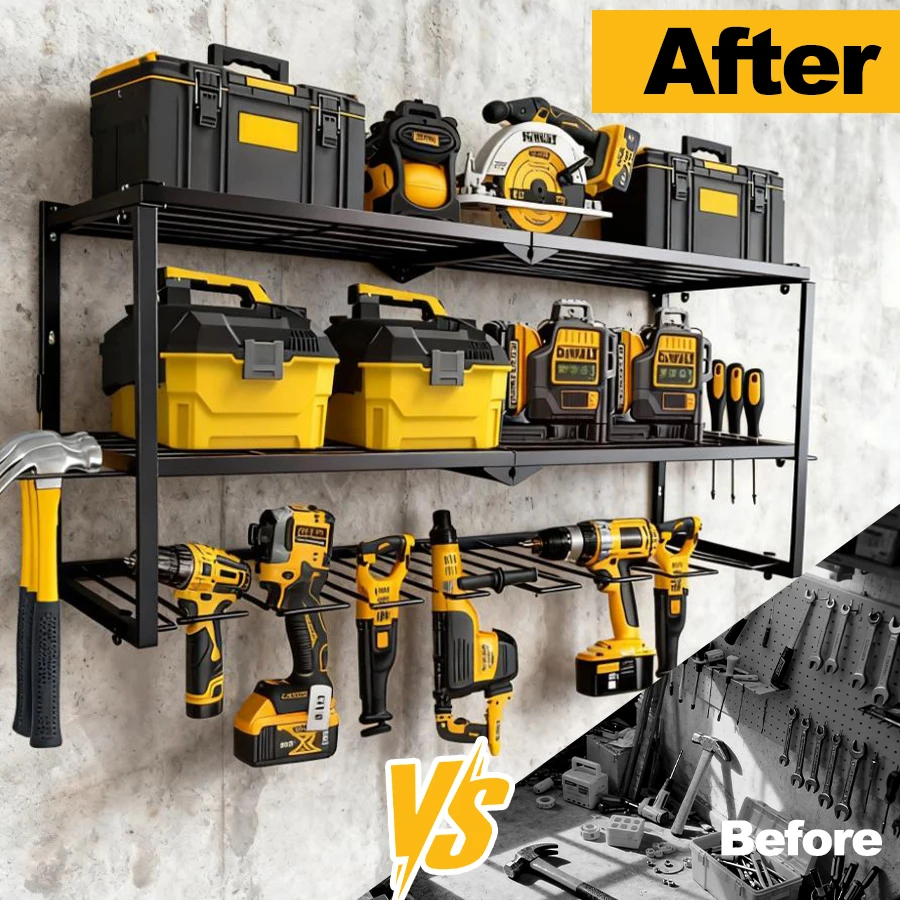 Tool Organizer Shelf-Pegboard Hook System For Cordless Drill Racks Garage Tool Storage & Workspace Efficiency Tool Wall Panels. - 4