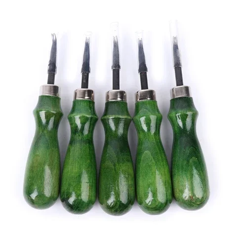 

1 Set Steel Leather Edge Beveler Skiving Beveling Wooden Handle Craft DIY Cutting Tool Kit For DIY leather manual cutting edge
