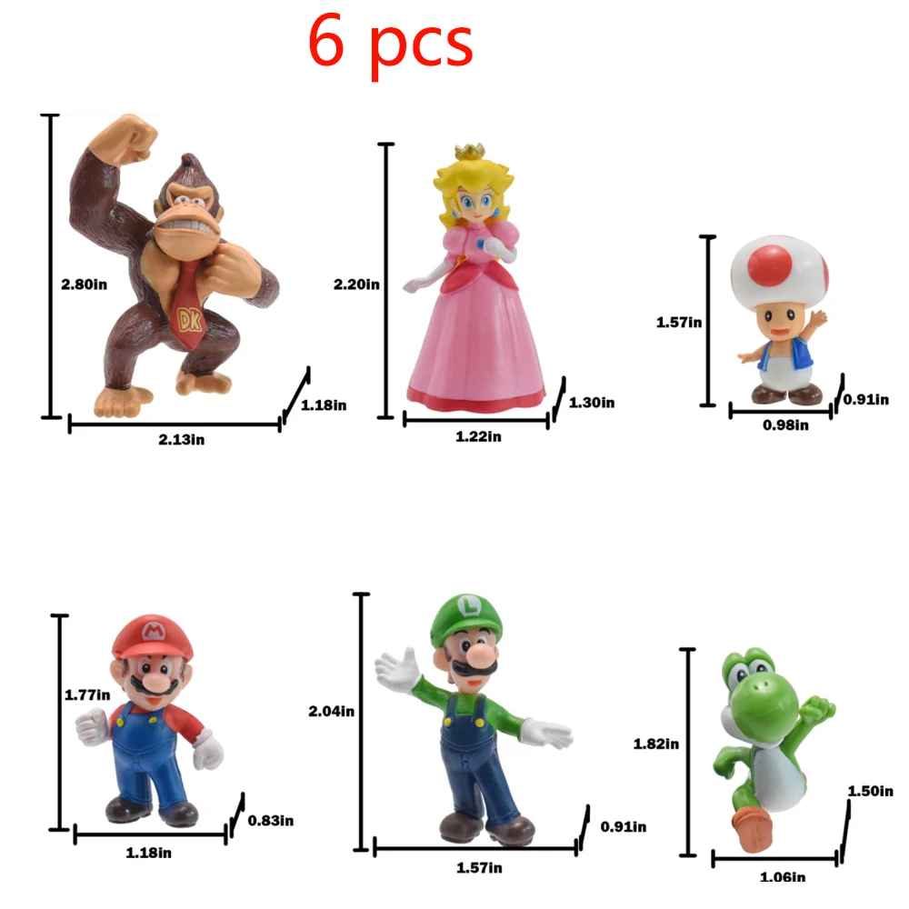 スーパーマリオのブロス。3-48 PVCアニメフィギュアセット,収集可能な