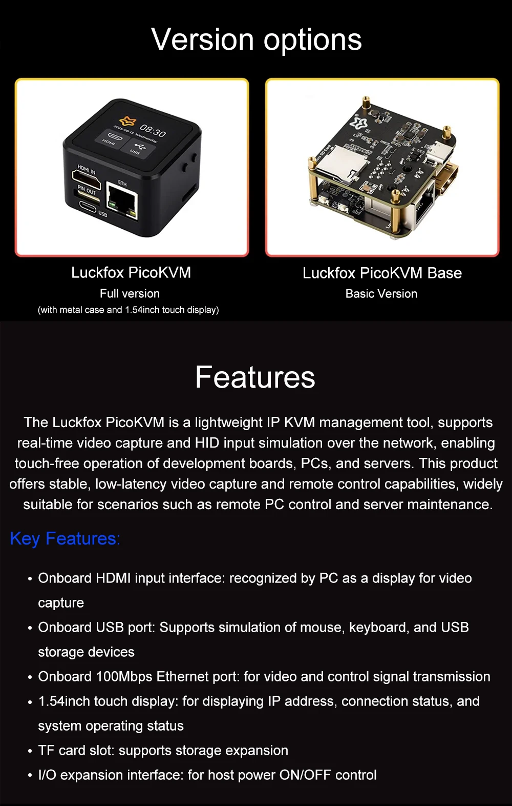 Luckfox PicoKVM Lightweight IP KVM Remote Management Tool Supports HDMI Video In