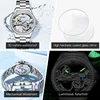 3Pcs/Set OLEVS 6699 Transparent Women Mechanical Watches Luxury Automatic Movement Stainless Steel Waterproof Hollow Watch Woman 5
