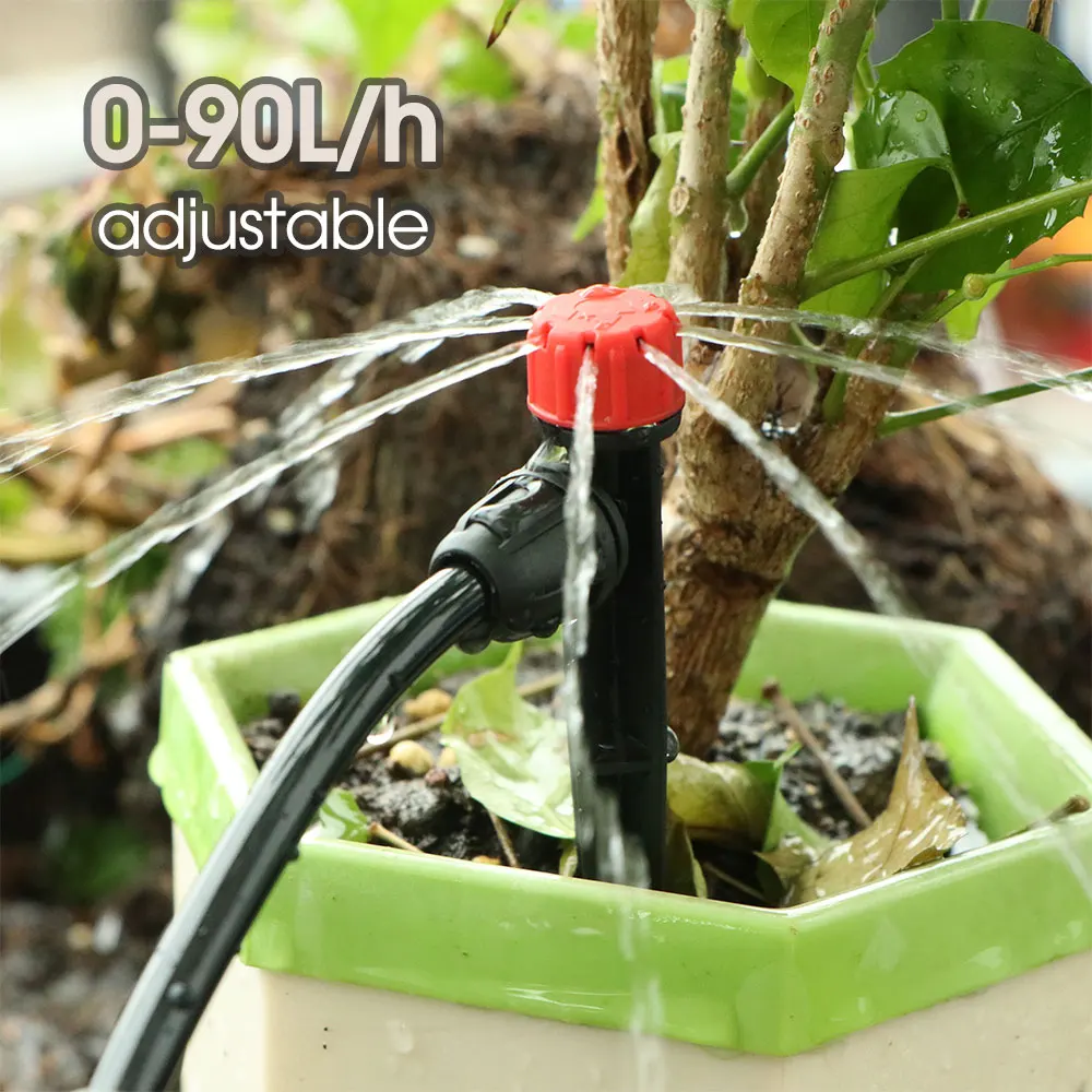 Garden Irrigation Nozzle Garden 13cm Micro Drip Irrigation Sprinkler 1/4" Tube Lock 8-Hole Adjustable Nozzle Dropper for 4/7mm Hose Potted Plant Watering