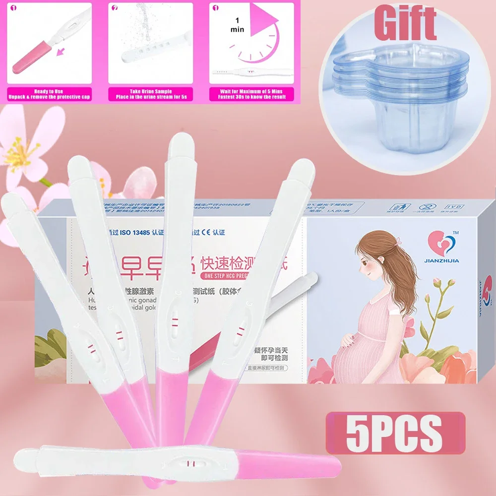 5pcs HCG Testing Kits Early Pregnancy Test Strips Urinal Test For Women Female Self Home Pregnancy Strips Over 99% Accuracy