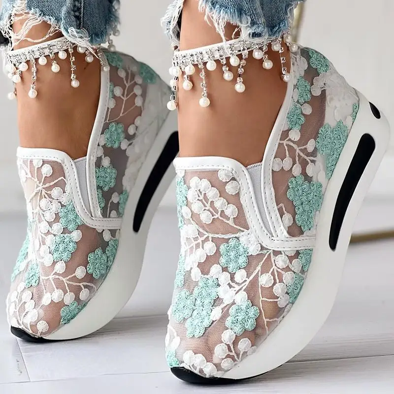 

Platform Wedges Women Sneakers Floral Embroidery Mesh Sneakers for Women Tenis Feninino Frete Gratis Sneakers Women Summer 2023