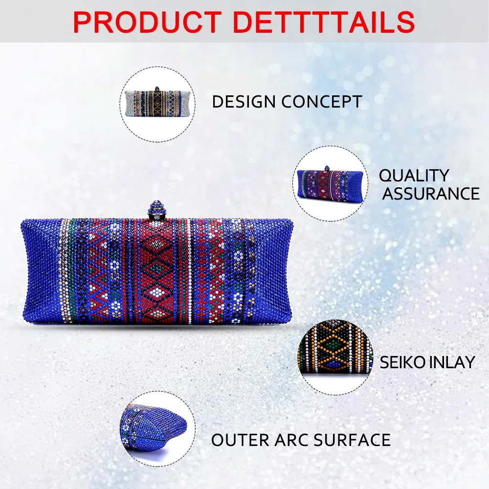 2024 Italy's latest design elegant luxury ladies wedding party dinner gift Crystal multi-color square ethnic style diamond eveni