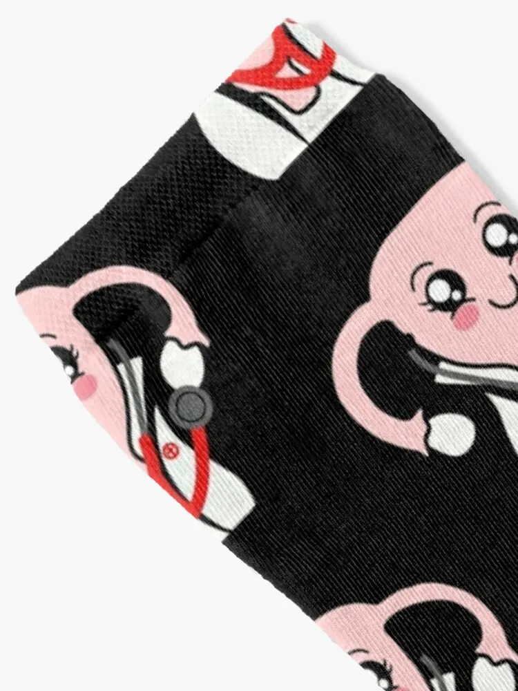 Gynecologist uterus with stethoscope red Socks winter gifts luxury sock bright garter socks Socks Women Men's