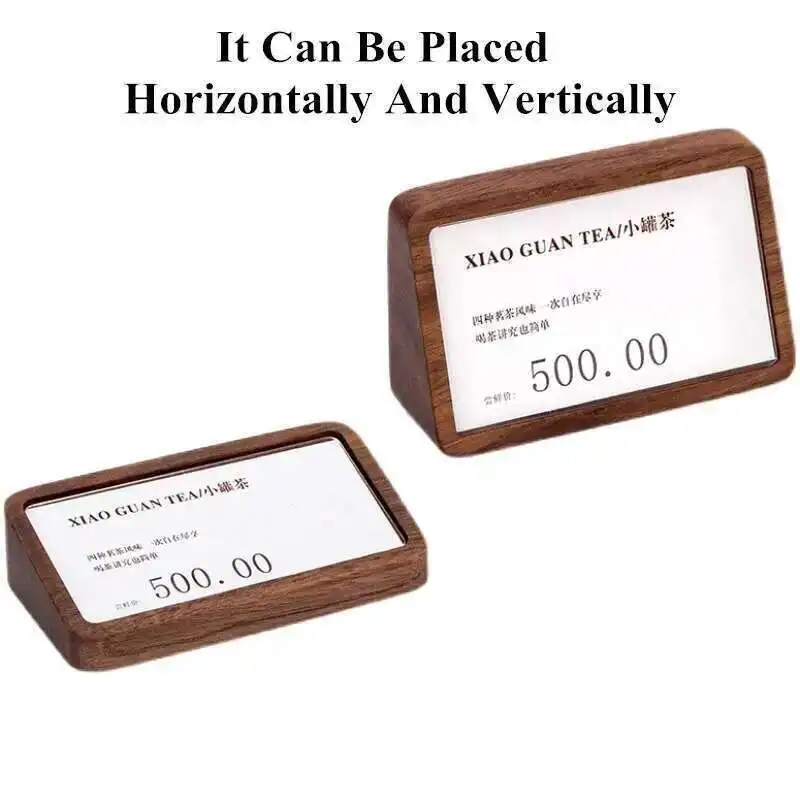 Slant Back Acrylic Sign Holder Display Stand Wood Notice Price Sheet Lable Holder Photo Literature Frame