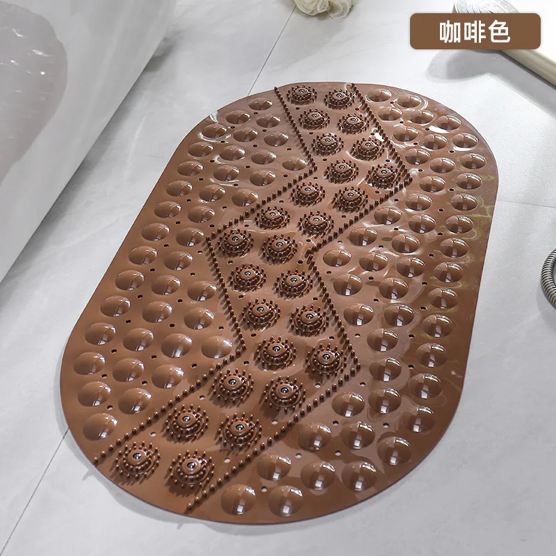 Textured Surface oblong Shower Mat Anti-Slip Bath Mats with Drain