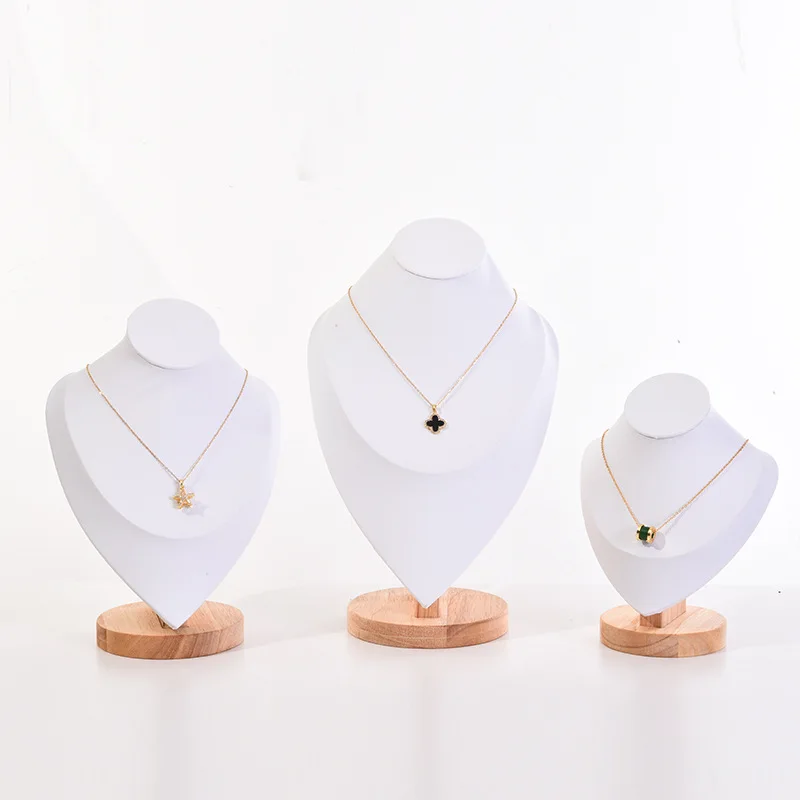 Jewelry Bust with Wooden Base Display Holder Stand Display Necklace Mannequin Model for Bedroom Retail Stores Countertop Shows