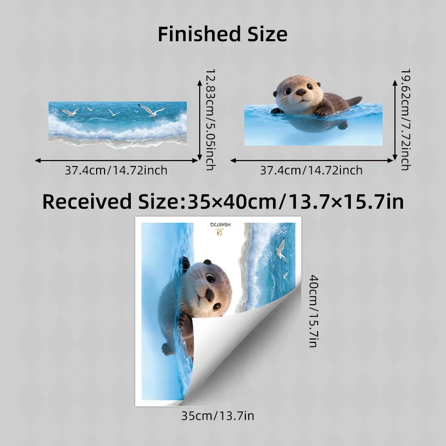 Cute Otter Ocean Wave Toilet Tank Sticker - Vinyl Wall Art
