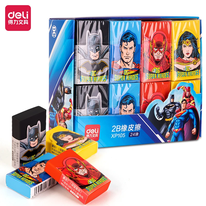 

4Pcs DELI XP105 4 Styles Justice League DC Erasers School Student Supplies Stationery