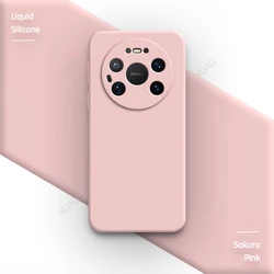 Elegant Liquid Silicone Shockproof Soft Phone Case - Pure Color for Huawei Mate 80 Pro Max (Sakura Pink)