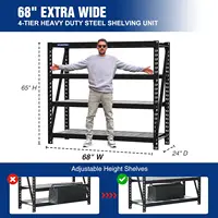 68" Ultra Wide 4 Tier Metal Garage Shelving Unit 68"W x 24"D x 65"H 7200 LBS Capacity Heavy Duty Storage Utility Rack 2