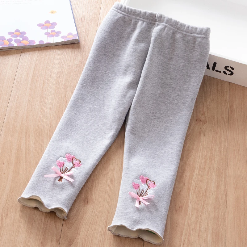 Mädchen Fleece Leggings Herbst und Winter warmer Komfort Kinder 1-7 Jahre alte einteilige Fleece hose mit Cartoon-Stickerei – Detail 13