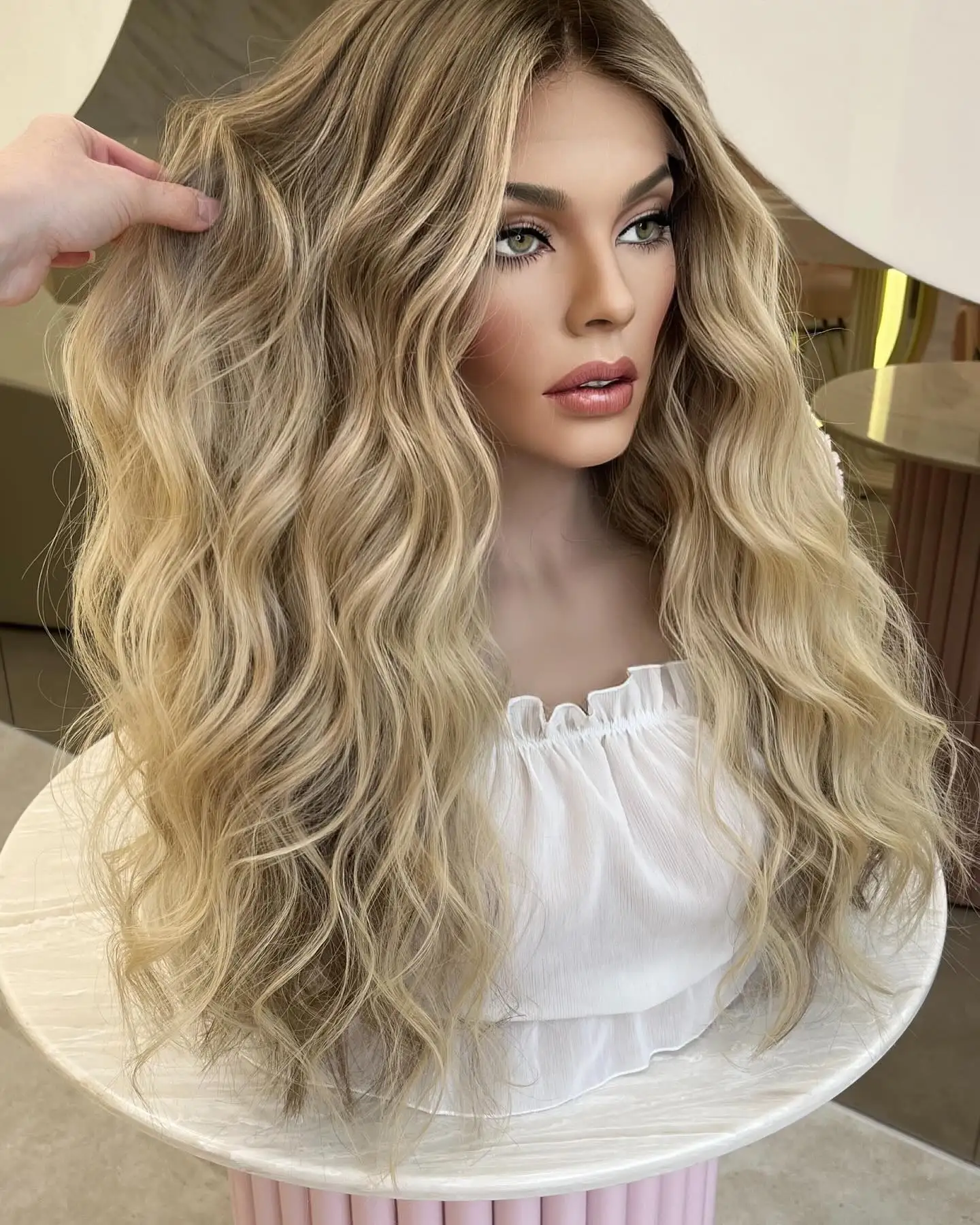 Heat friendly synthetic curly wig Soft Black Big Curly Wig with Bangs for Black Women  main image 4