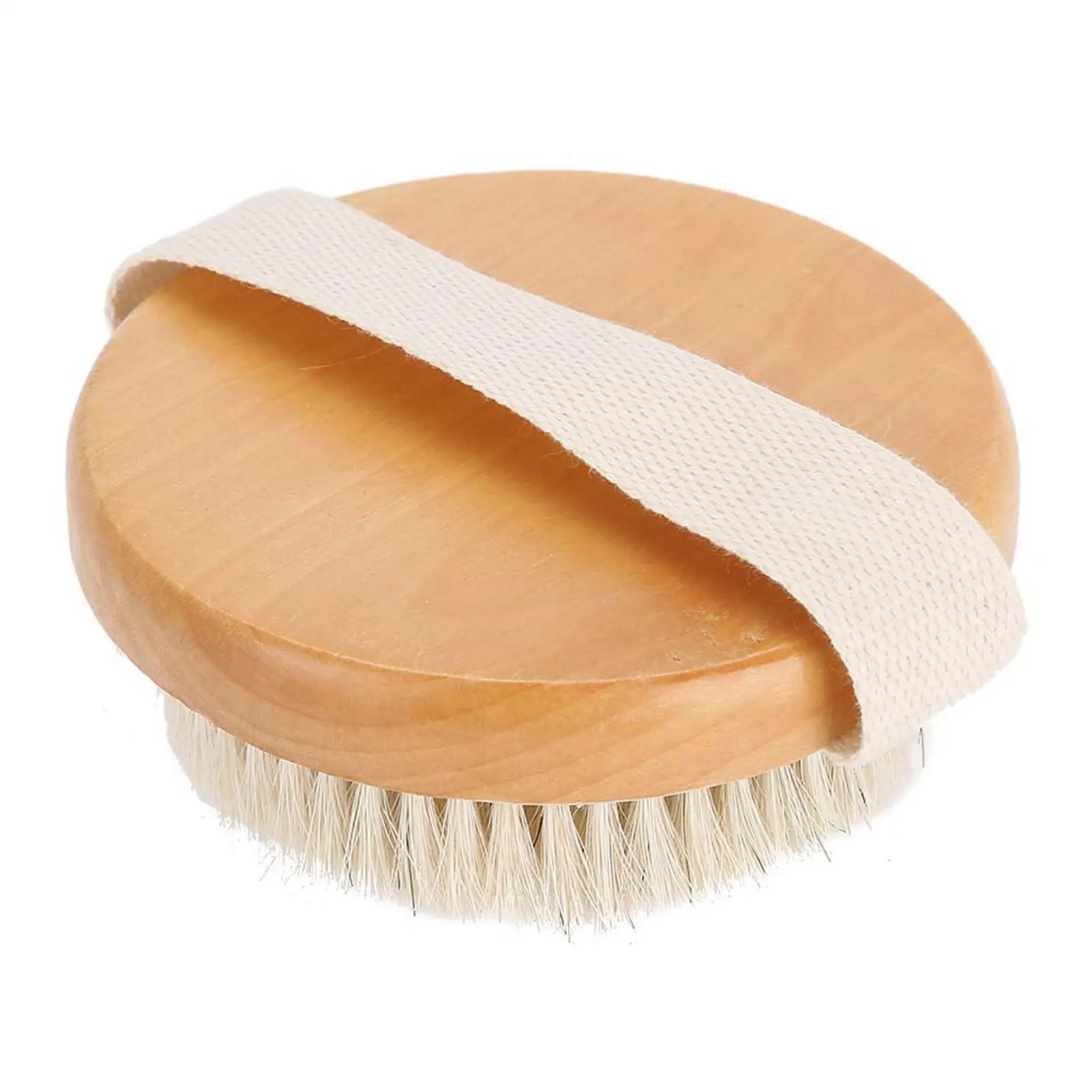 Natural Boar Bristle Dry Body Brush with Wooden Handle & Back Strap for Exfoliating Skin &ndash; Ideal for Wet & Dry Use