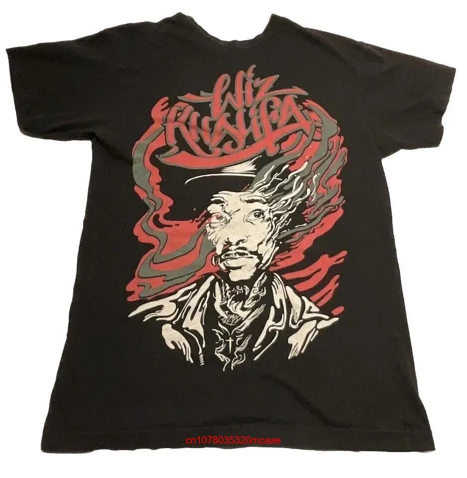 Редкая Футболка Wiz Khalifa в стиле хип-хоп, рэп-тур, Триппи-концерт, Смоки, средней длины или с коротким рукавом