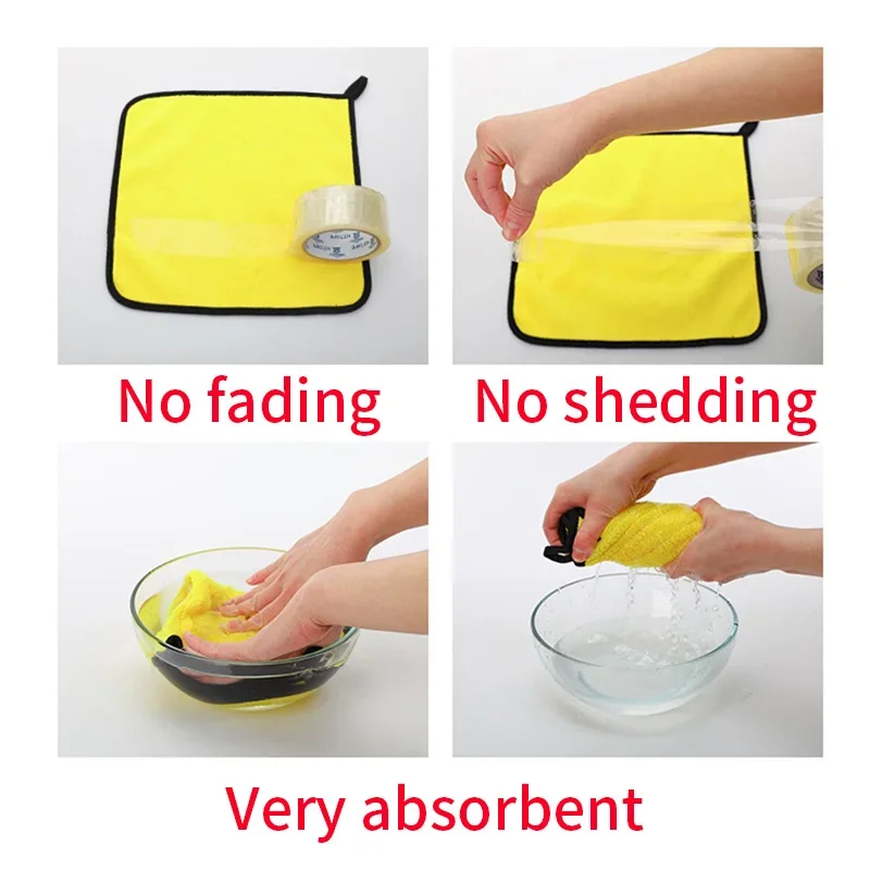 Microfiber Towel 30x30/40/60CM Car Wash Cleaning Drying Cloth Hemming Care Detailing Towel