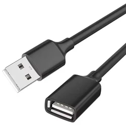 Premium USB Extension Cable - Male to Female Data Cord for Versatile Connectivity (Black)