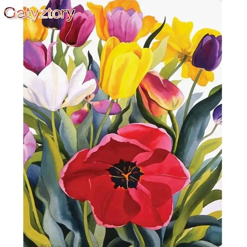 

GATYZTORY Diy Frame Acrylic Paint Colorful Flower DIY Painting By Numbers Modern Wall Art Picture Unique Gift For Home Decor Art