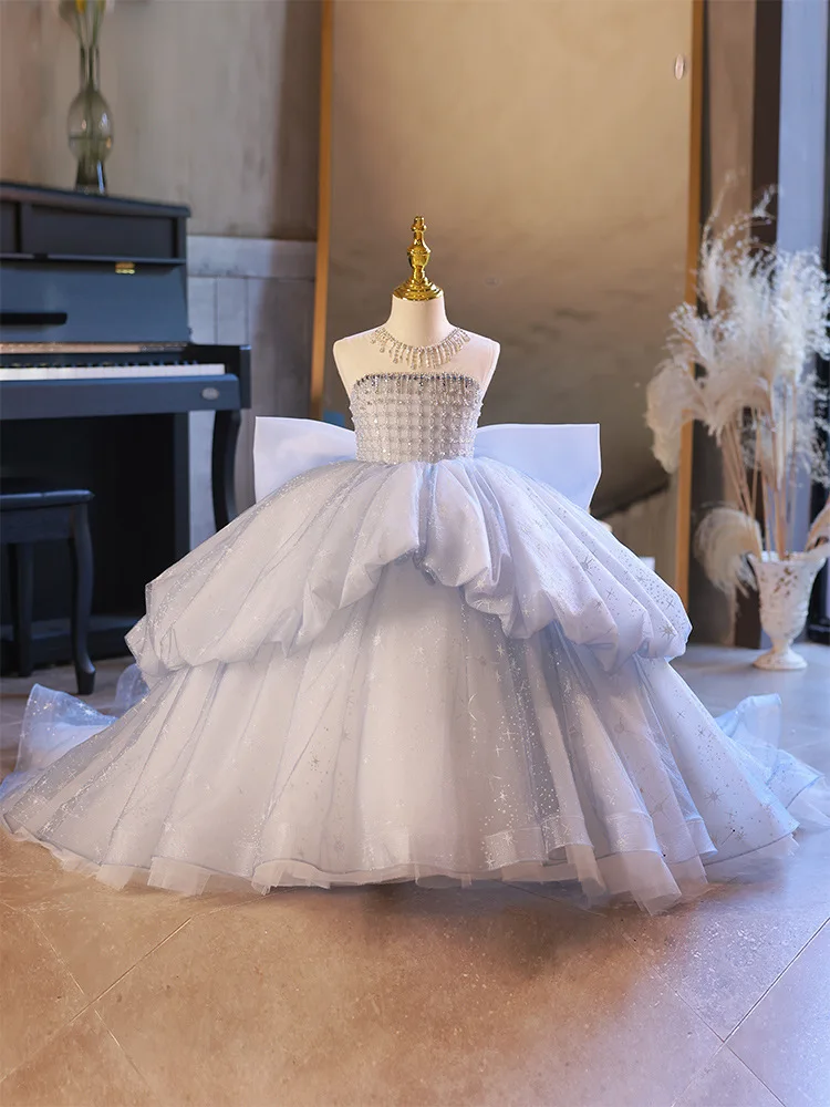 Princess Ball Gowns for Young Girls Kids Girl Sleeveless Beading