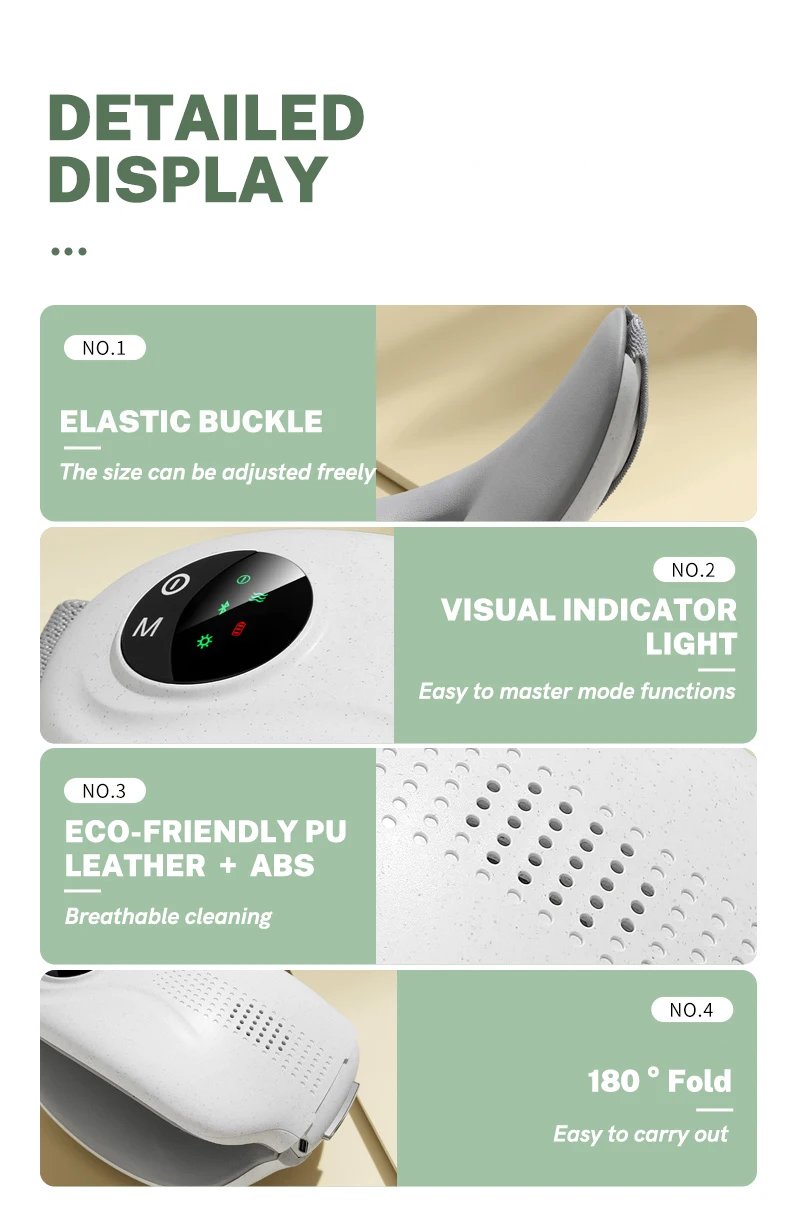Bluetooth Heated Eye Massager Vibration Therapy for Eye Strain & Sleep