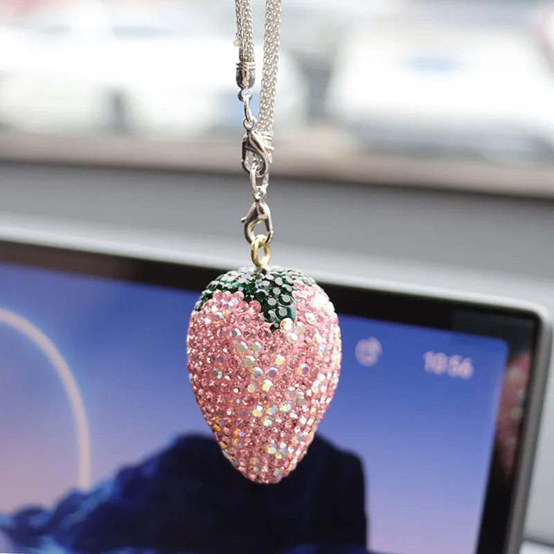 Glamorous Rhinestone Fruit Car Charm - Elegant Hanging Auto Decor Accessory