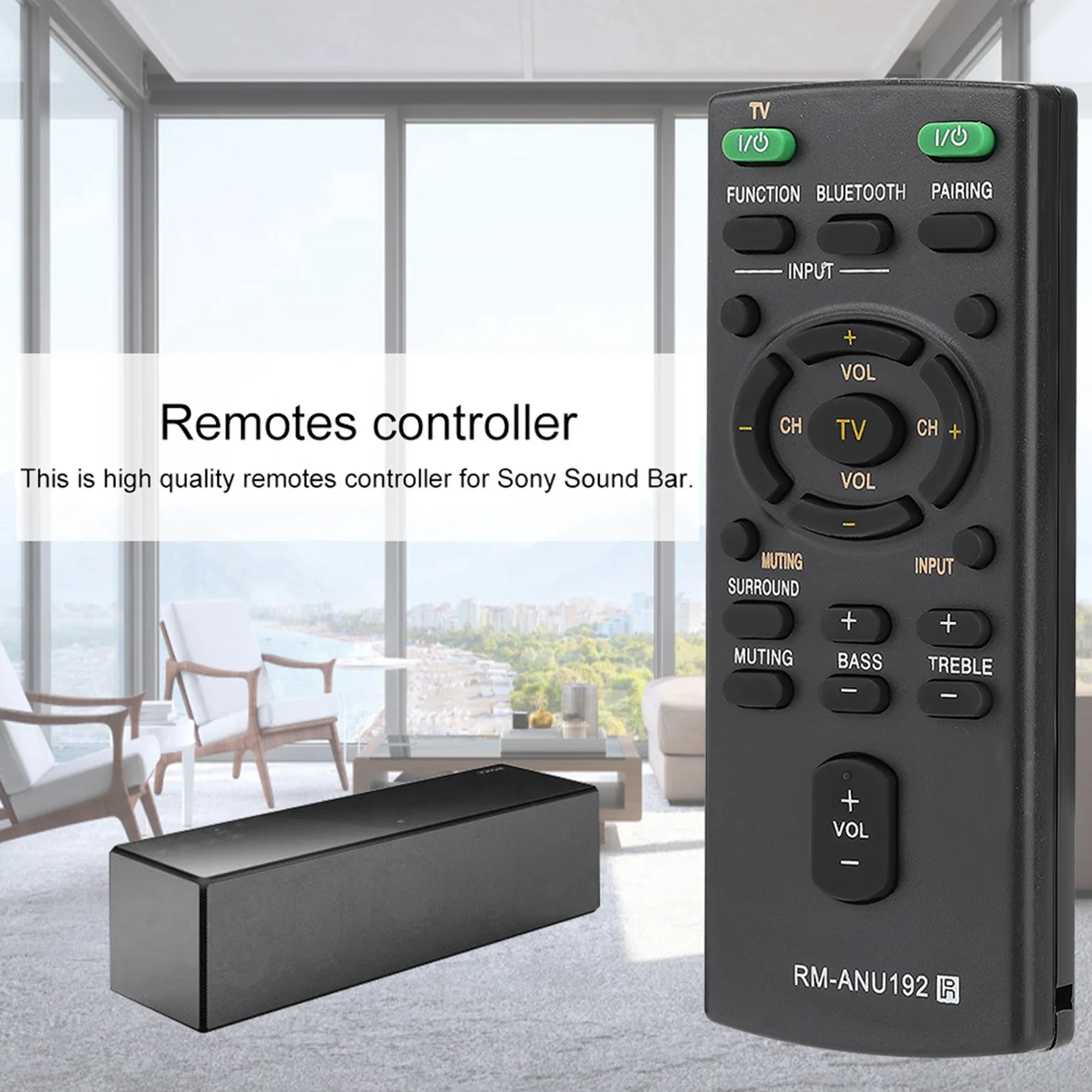 Remote Control For Sound Bar Replacement RM-ANU192 Remote Control For Sony Sound Bar SACT60BT HTCT60BT SSWCT60 Remote Control